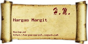 Hargas Margit névjegykártya
